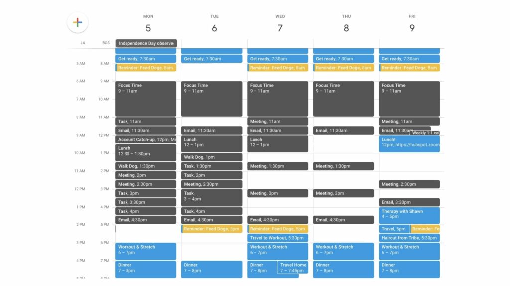 google-calendar-example-schedule - David Ly Khim