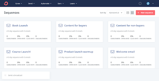 email sequence dashboard